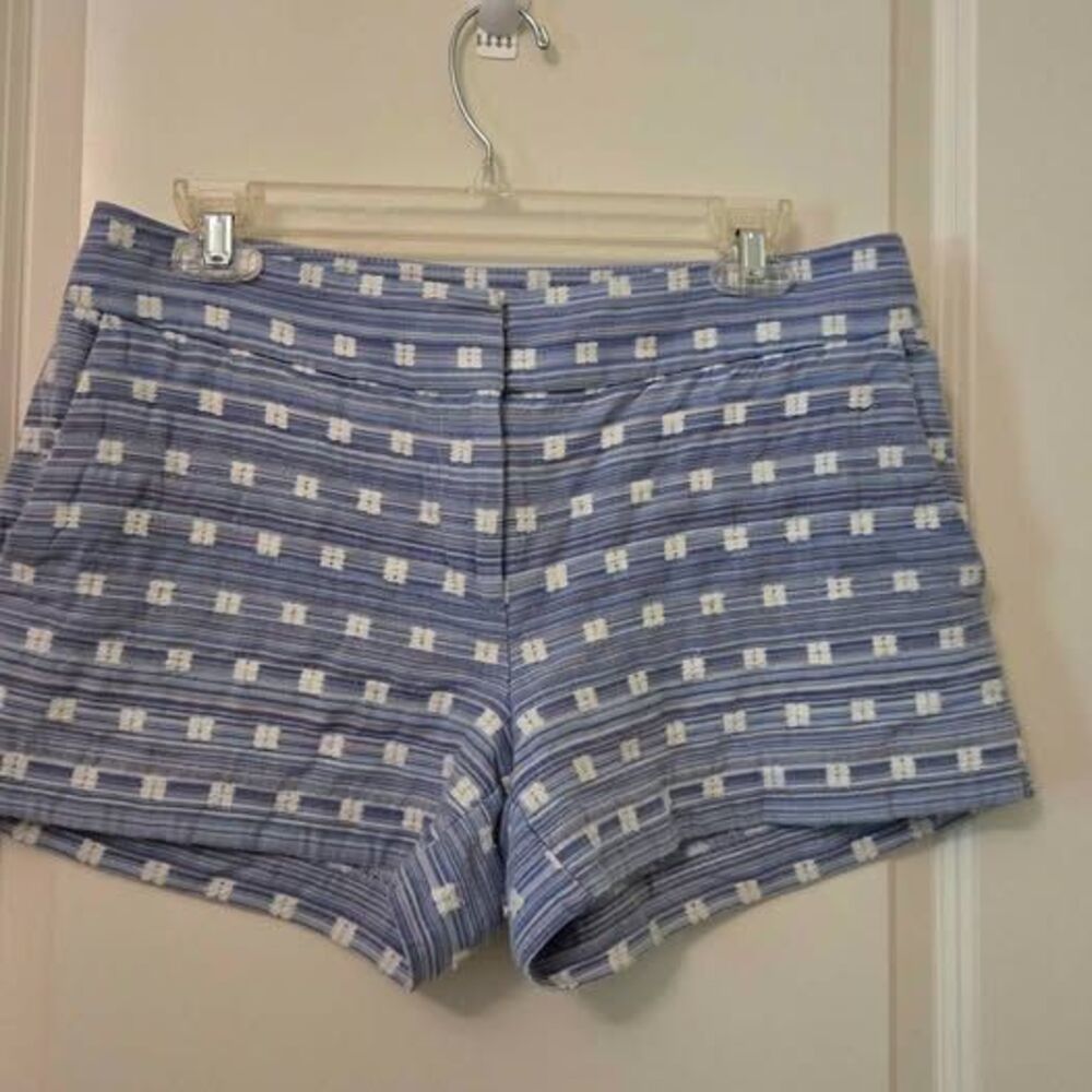 LOFT Blue White Textured Cotton Shorts Size 2